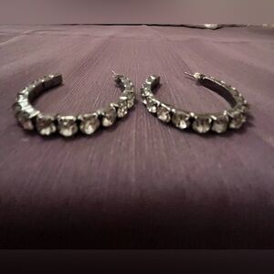 Silver Crystal Hoop Earrings
